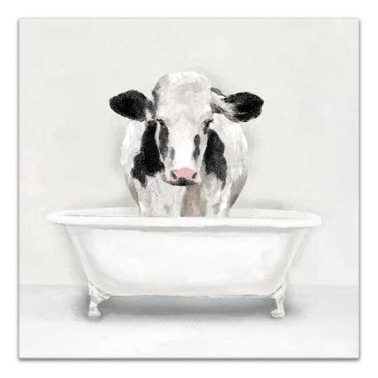 Cow In The Tub 20" x 20" Canvas Wall Art